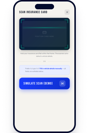 Scan insurance card screen